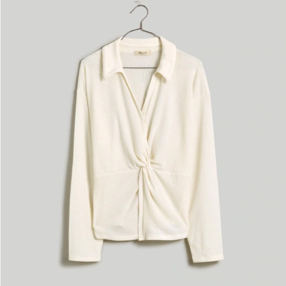 Madewell Ivory Twist-front Top